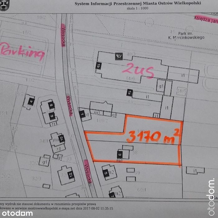 Teren pod zabudowę czterokondygnacyjną w centrum Ostrowa Wlkp.