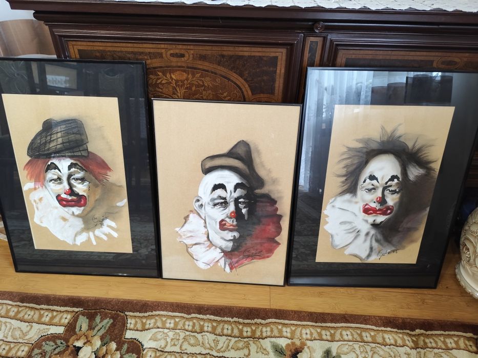 Zestaw 3 obrazów Portrety Klaunów , odbiór osobisty