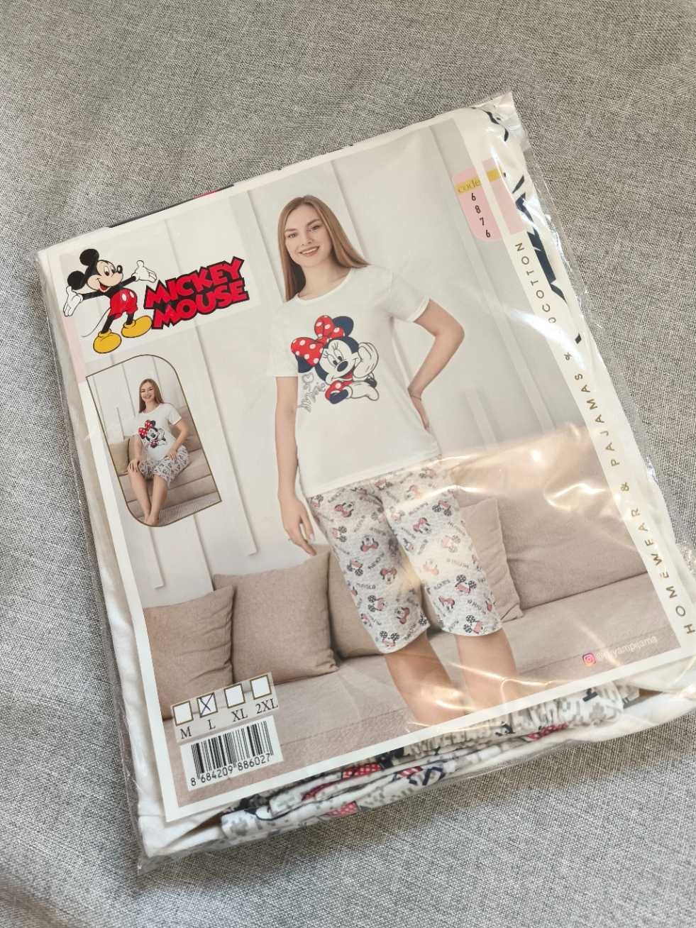 Komplet damski nowa piżama bluzka spodnie bawełna L Minnie