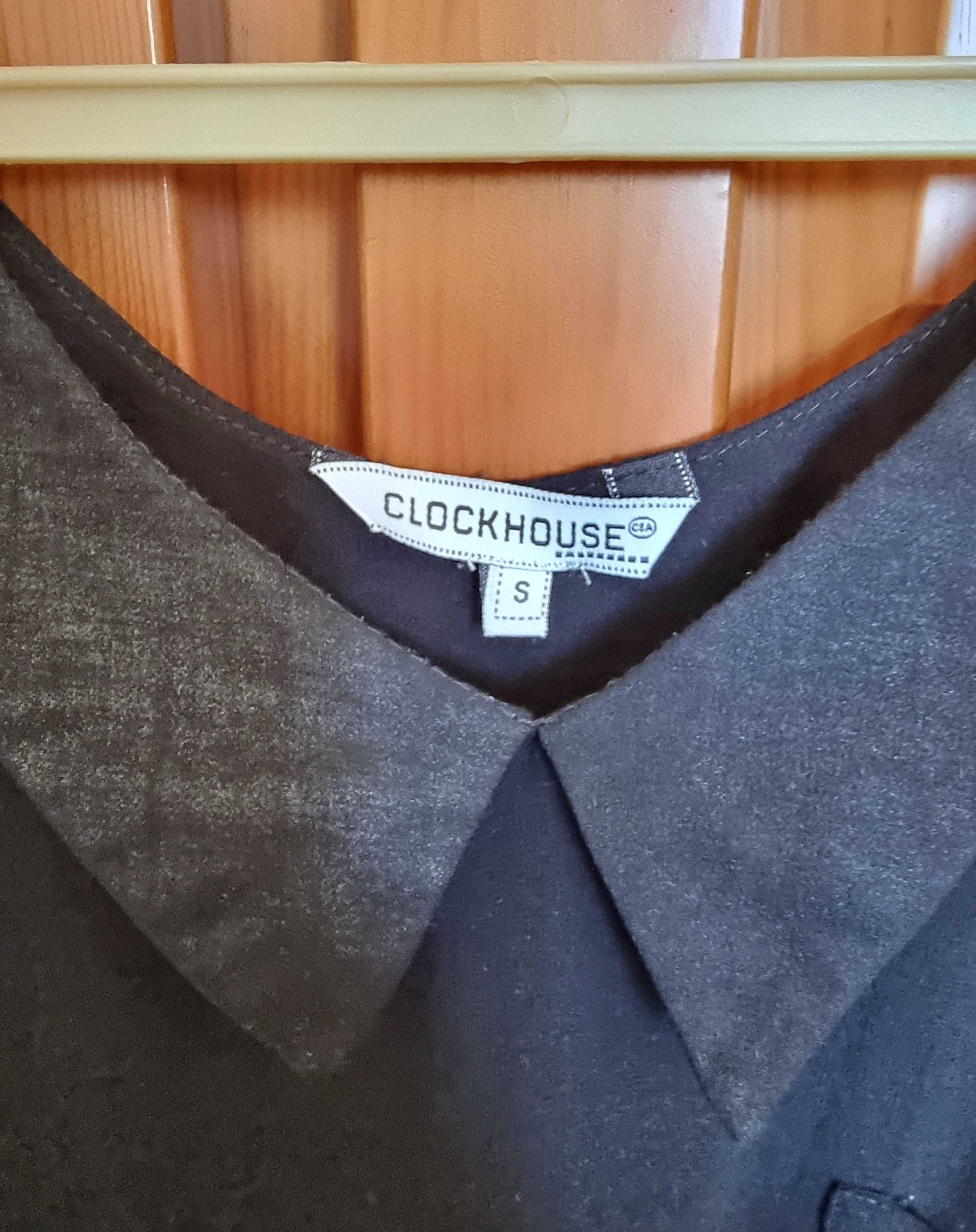 Top preto com transparência Clockhouse, tamanho S