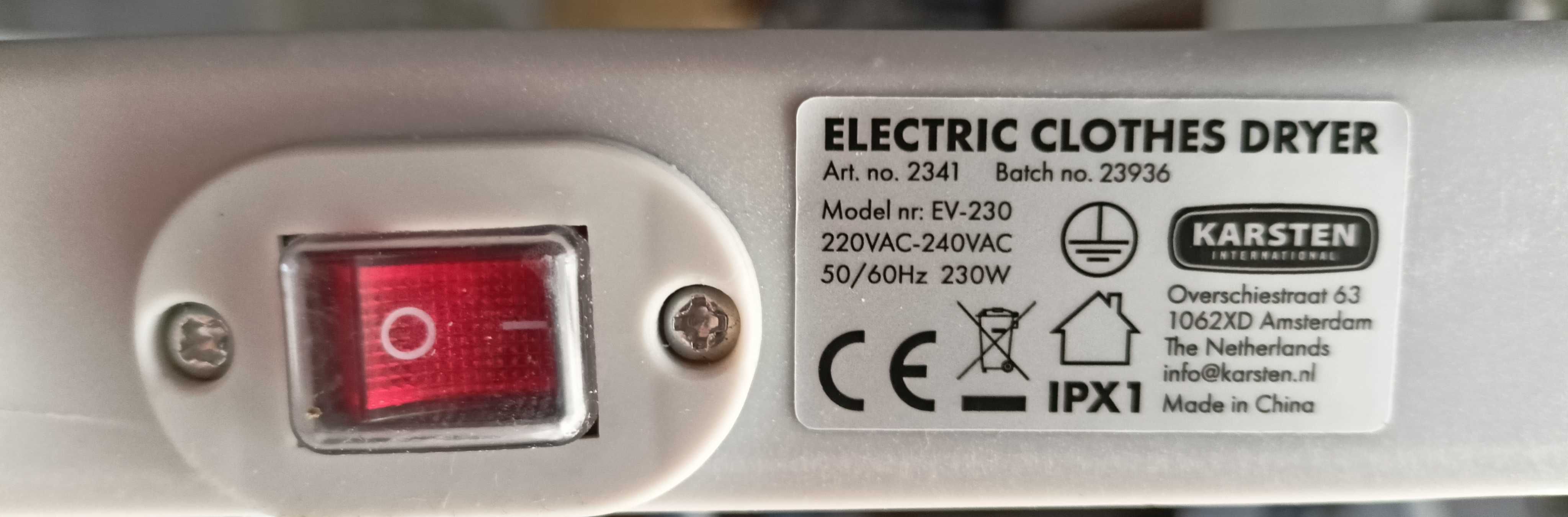 Nowa rozkładana suszarka na ubrania elektryczna na 230v