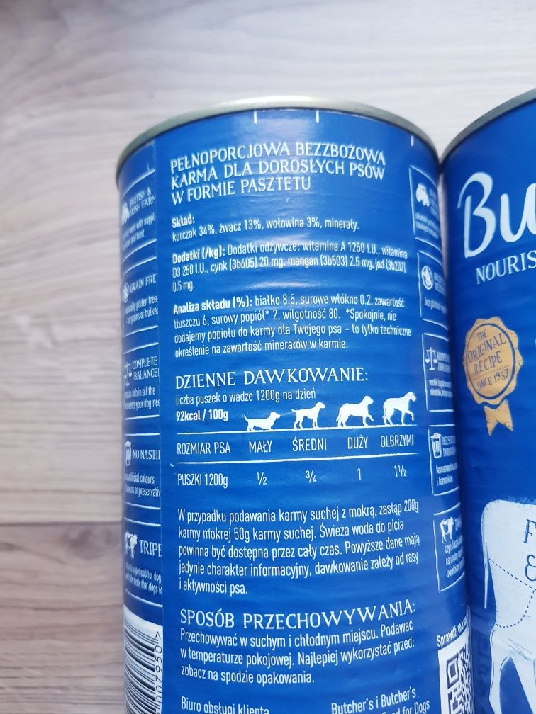 Karma dla dorosłych  psów 3x 1200g  Butchers