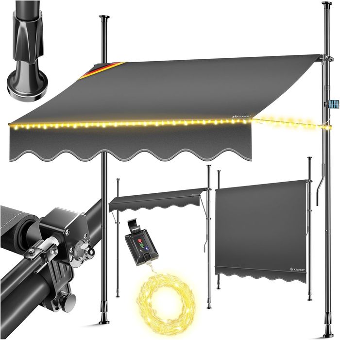 Markiza tarasowa balkonowa 400cm LED zadaszenie