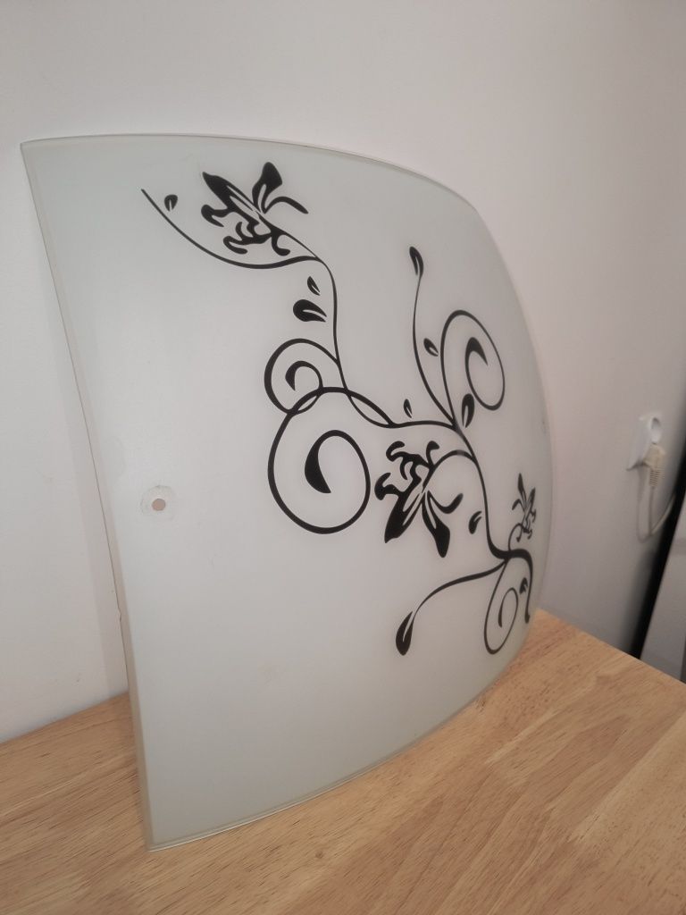 Lampa plafon szklany, wzór kwiaty, lampa ścienna