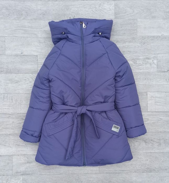 Зимова куртка для дівчинки з поясом