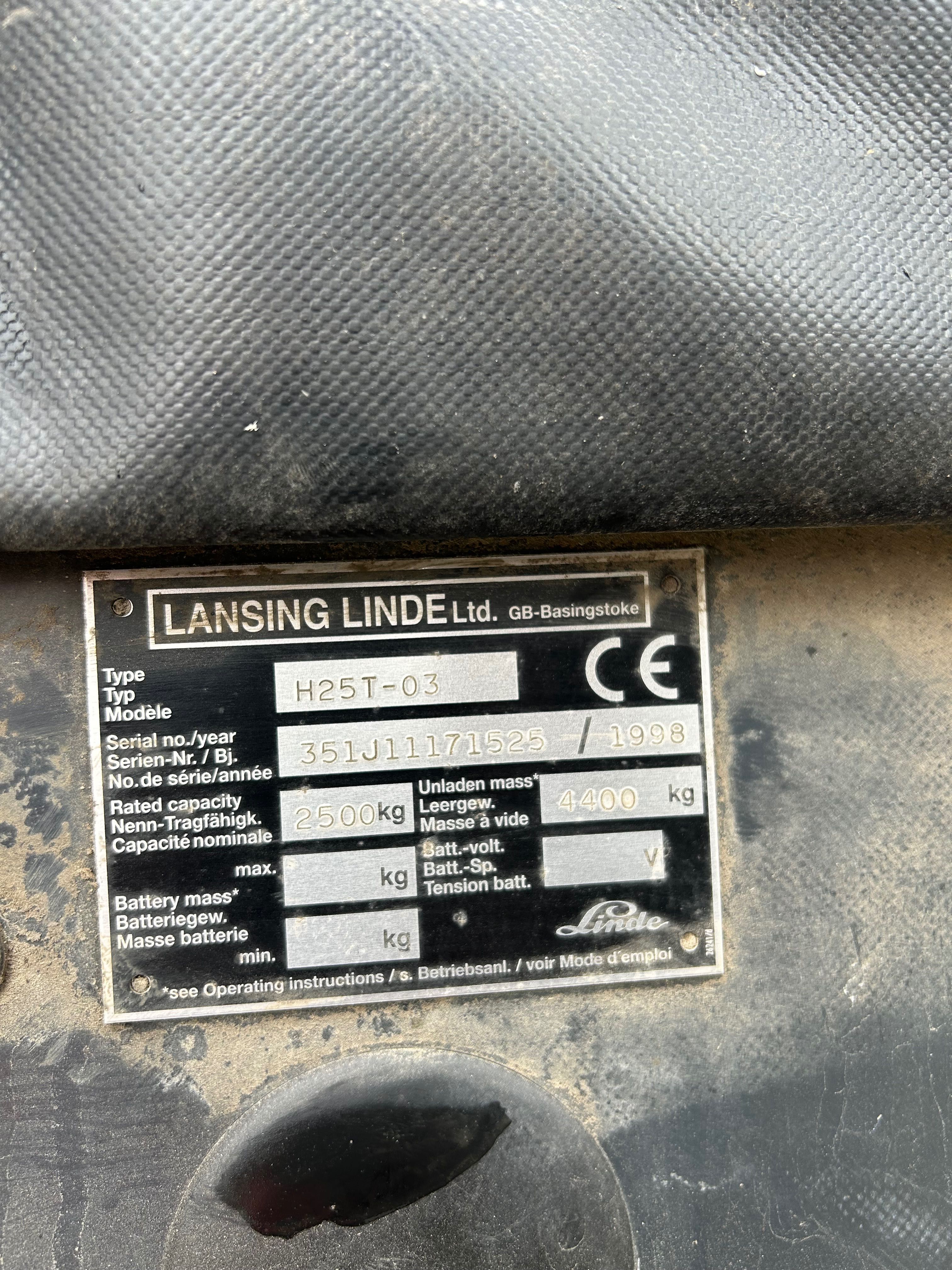 Wozek widłowy linde 2.5 t gas
