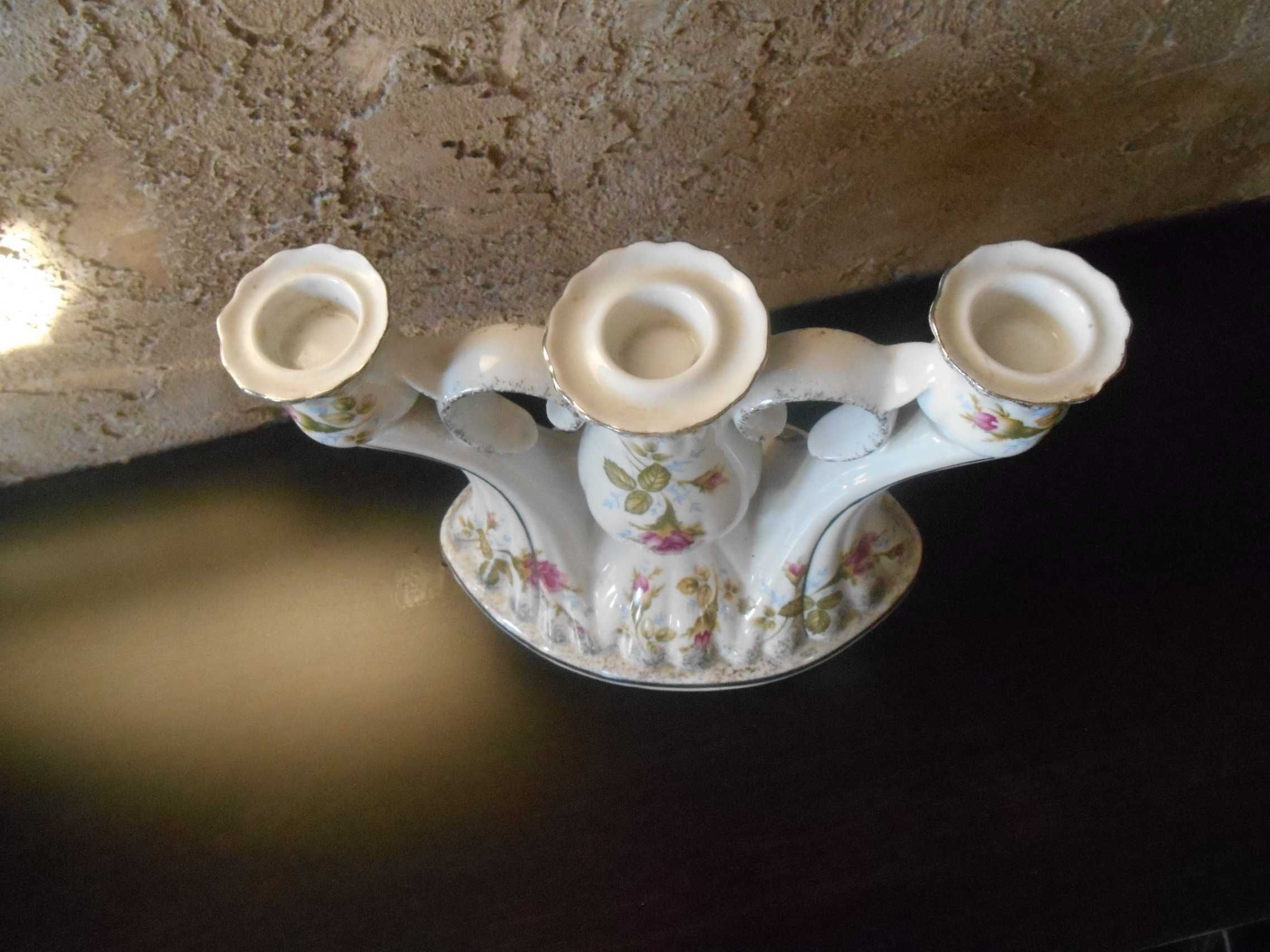 świecznik trzyramienny porcelana Chocież