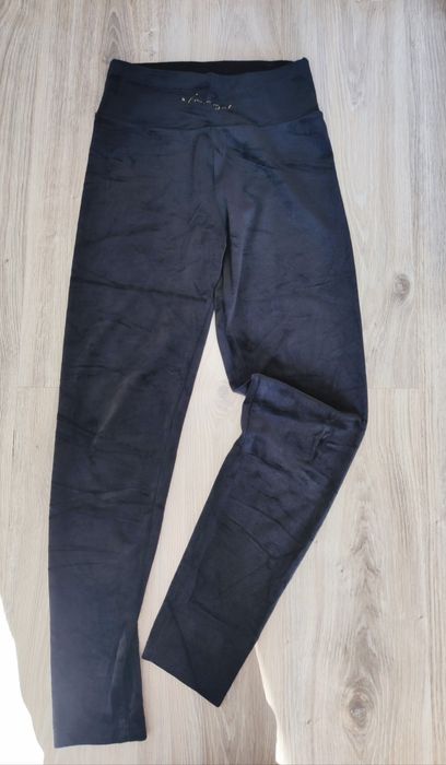 Czarne welurowe damskie legginsy r 40 L/ XL