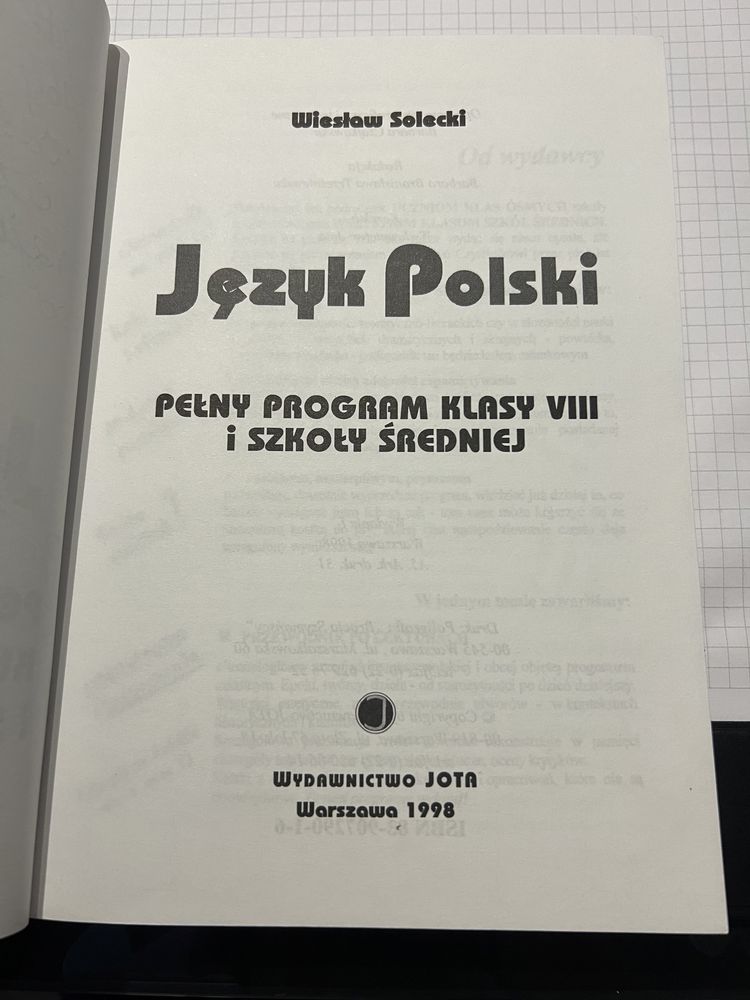 Język polski - pelny program klasy VIII i szkoly sredniej