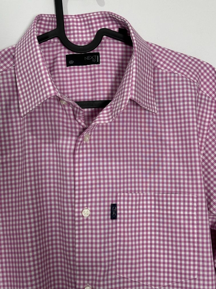 Różowa koszula w kratkę męska L