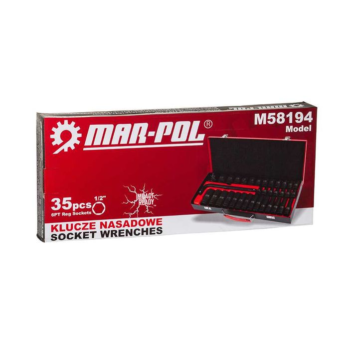 ZESTAW NASADEK UDAROWYCH 35szt 1/2" 6-KĄTNE Krótkie Długie 8-32mm