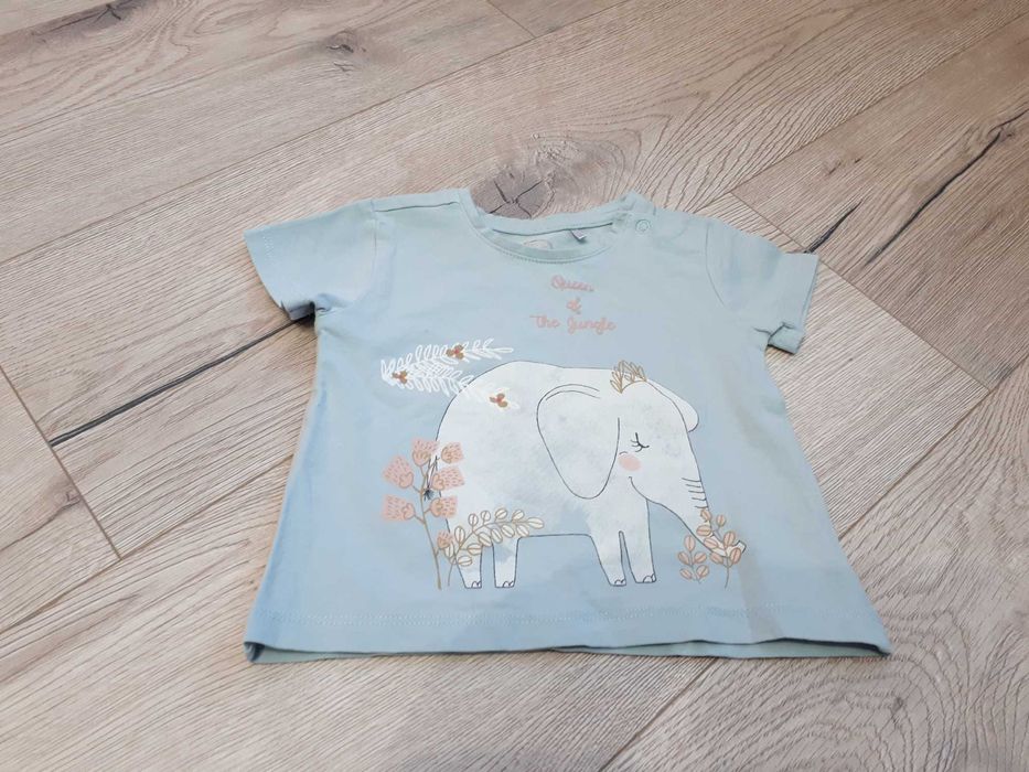 T-shirt dziewczęcy, jasnoniebieski, słoń