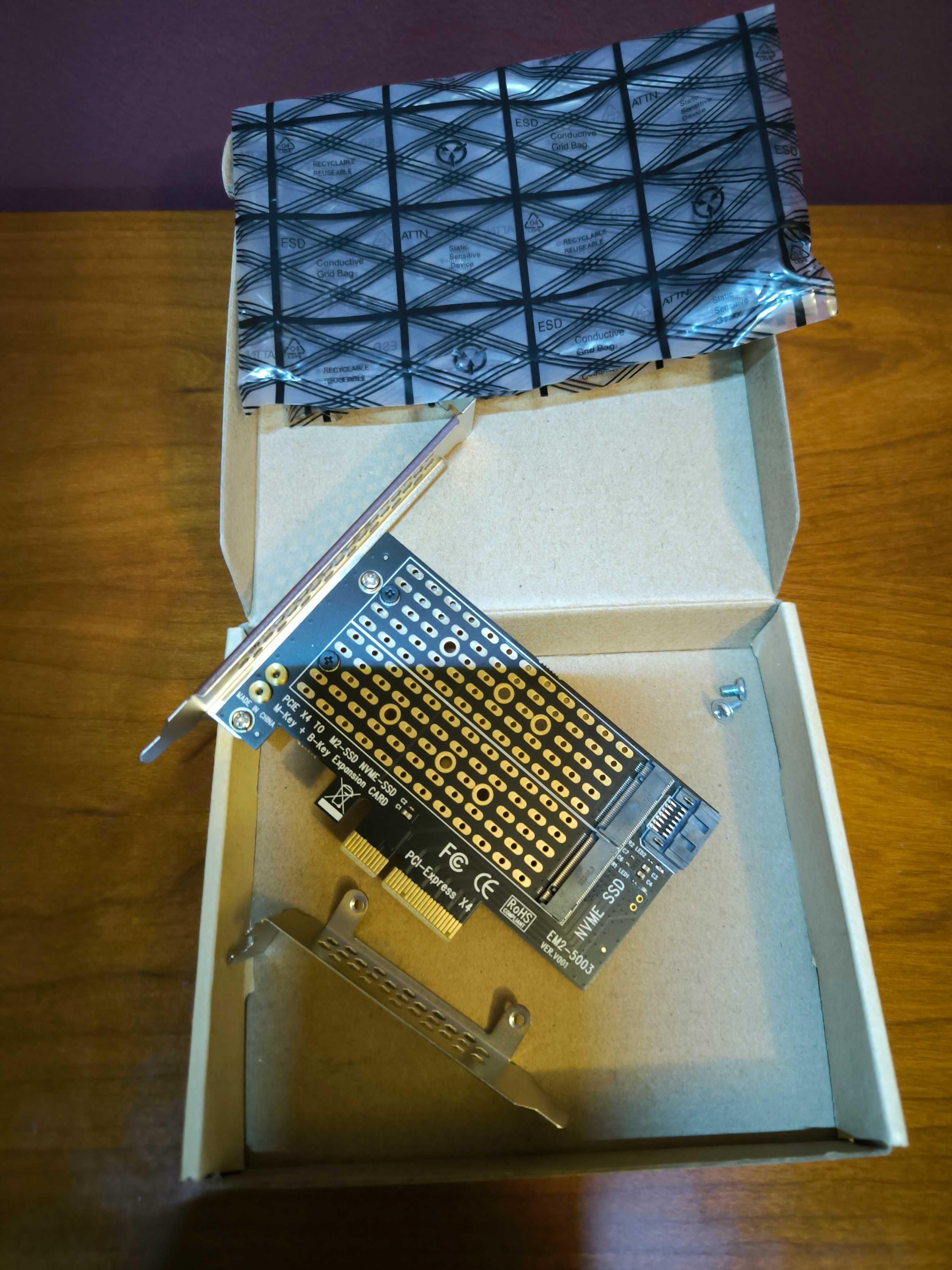 Adaptador PCI express para M2 NVME M-key + B-key