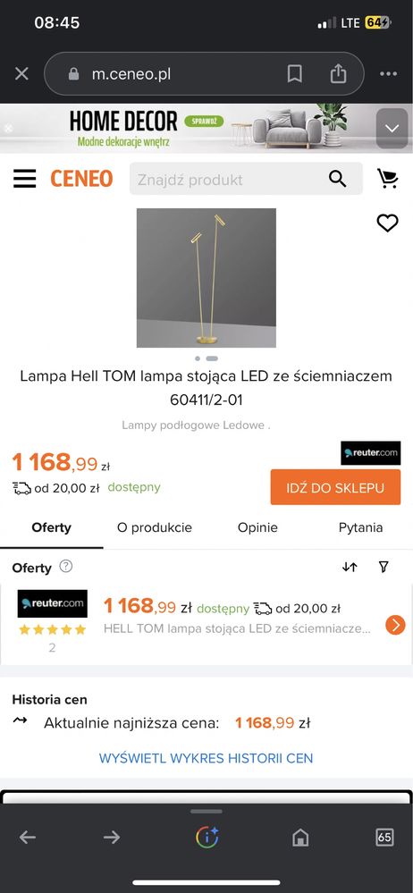 OKAZJA NIEMIECKA Lampa Hell TOM lampa stojąca LED