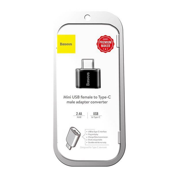 Baseus Mini Adapter Przejściówka Usb Na Usb-c 2.4a Otg Do Telefonu