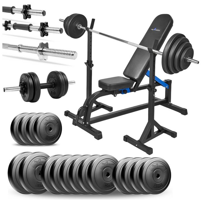 Ławka do ćwiczeń stojaki gryf hantle - zestaw kulturystyczny 110kg