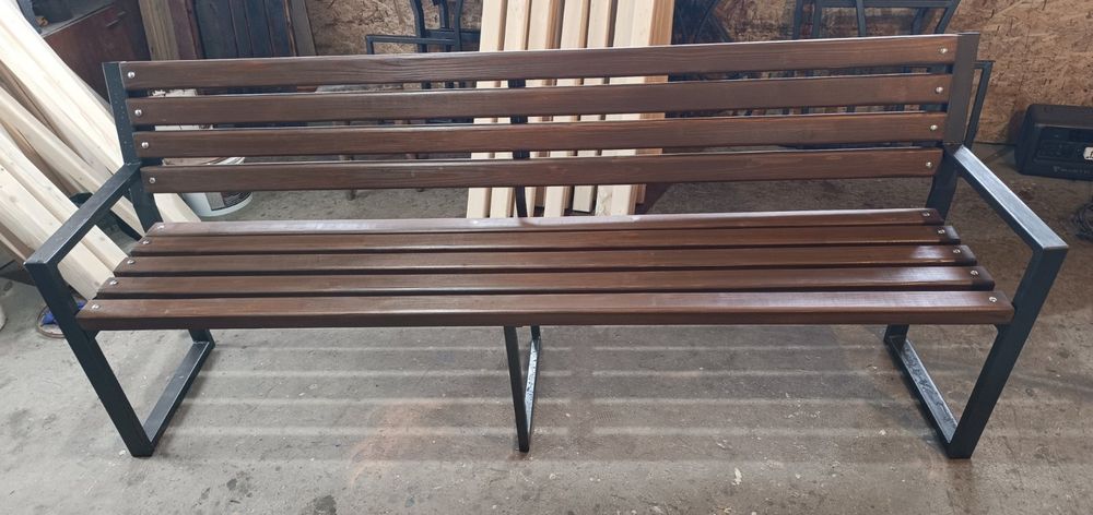 РОЗПРОДАЖ! Лавка лофт зі спинкою 2 м  /  Скамейка для парку, цвинтар