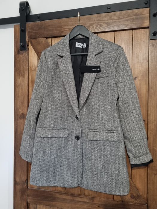 Szara marynarka Edan jodełka S wiskoza