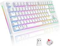 TECURS Klawiatura mechaniczna 80% TKL QWERTZ  czerwony przełącznik RGB