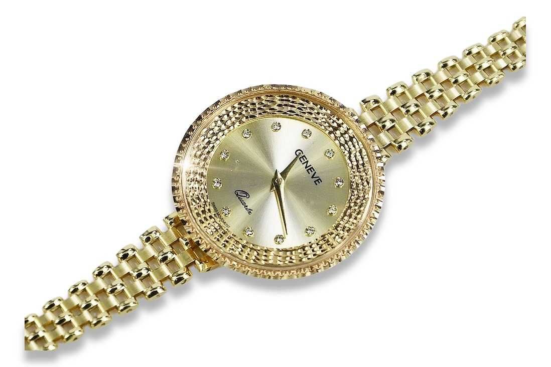 Prześliczny 14k złoty zegarek damski Geneve lw116y Ł