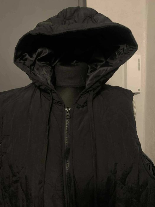 Janina długa kamizelka bezrękawnik kaptur pikowana oversize duża