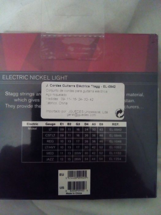 Conjunto de Cordas Amola ou Stagg, Guitarra Electrica, 009mm ou 010mm