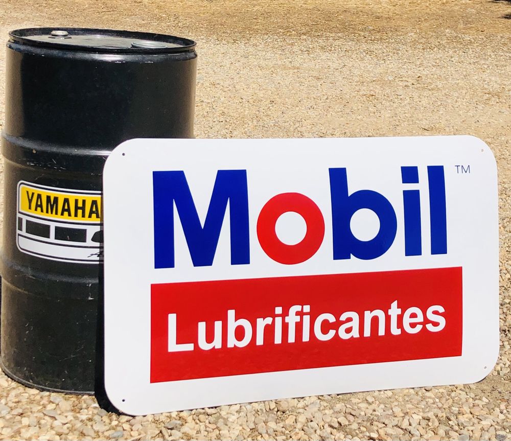 Grande placa esmaltada Mobil Lubrificantes 80x50cm