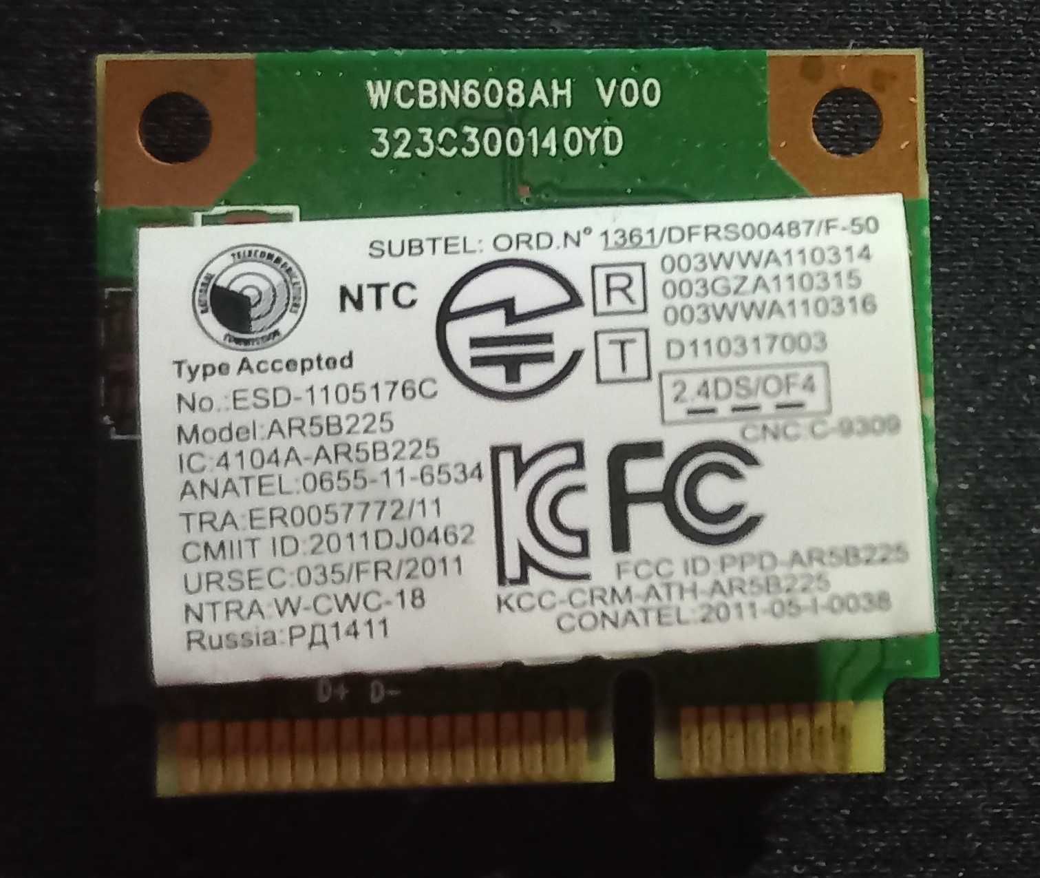 Karta sieciowa wifi lenovo N580 G580 G585 P580