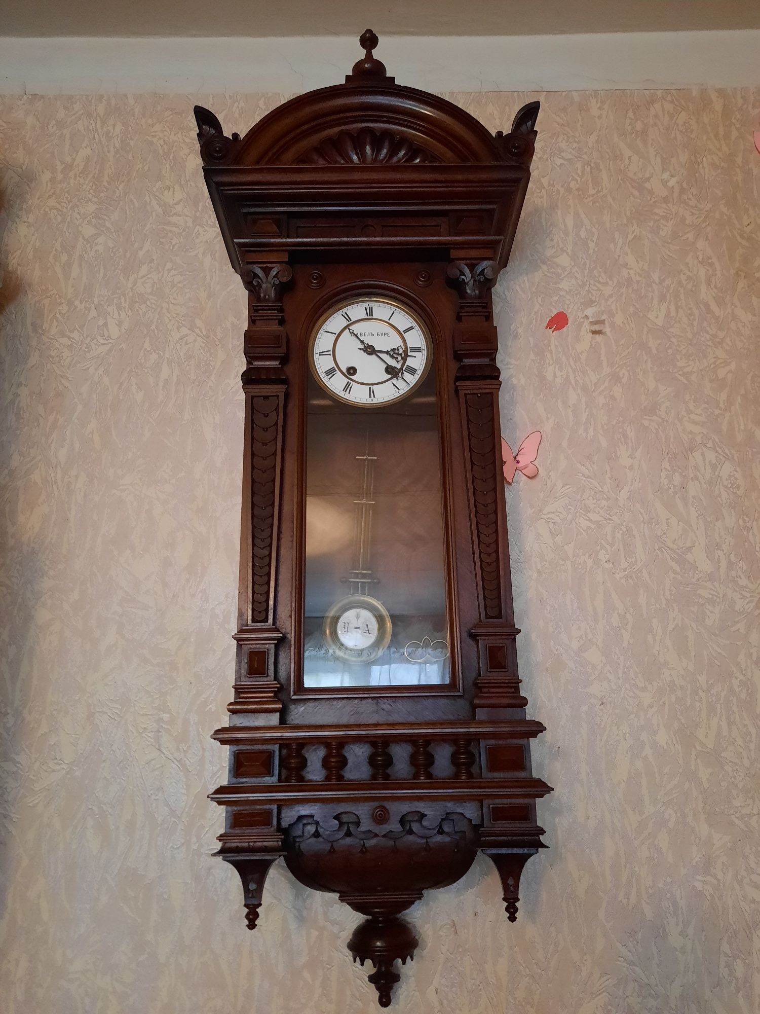 Часы настенные, старинные Lenzkirch, П. Буре Генри Мозеръ.