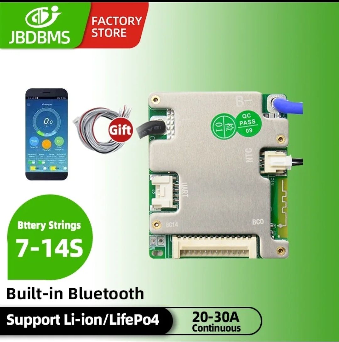 Смарт Smart BMS  JBD SP14S004 V1.3 7-14S 30A з Bluetooth