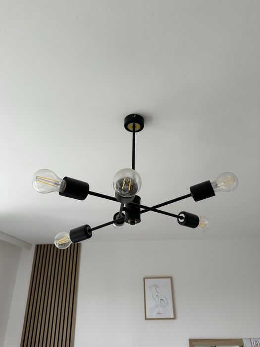 Nowoczesna lampa sufitowa loft / industrialna czarna 6xE27