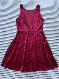 Sukienka rozkloszowana bordo burgund H&M