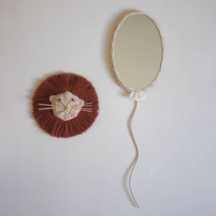 Lustro dziecięce balonik wiklina ratan handmade boho dekoracja