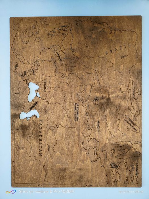 Drewniana mapa świata sztuka 3D duża dekoracja ścienna - rozmiar M A