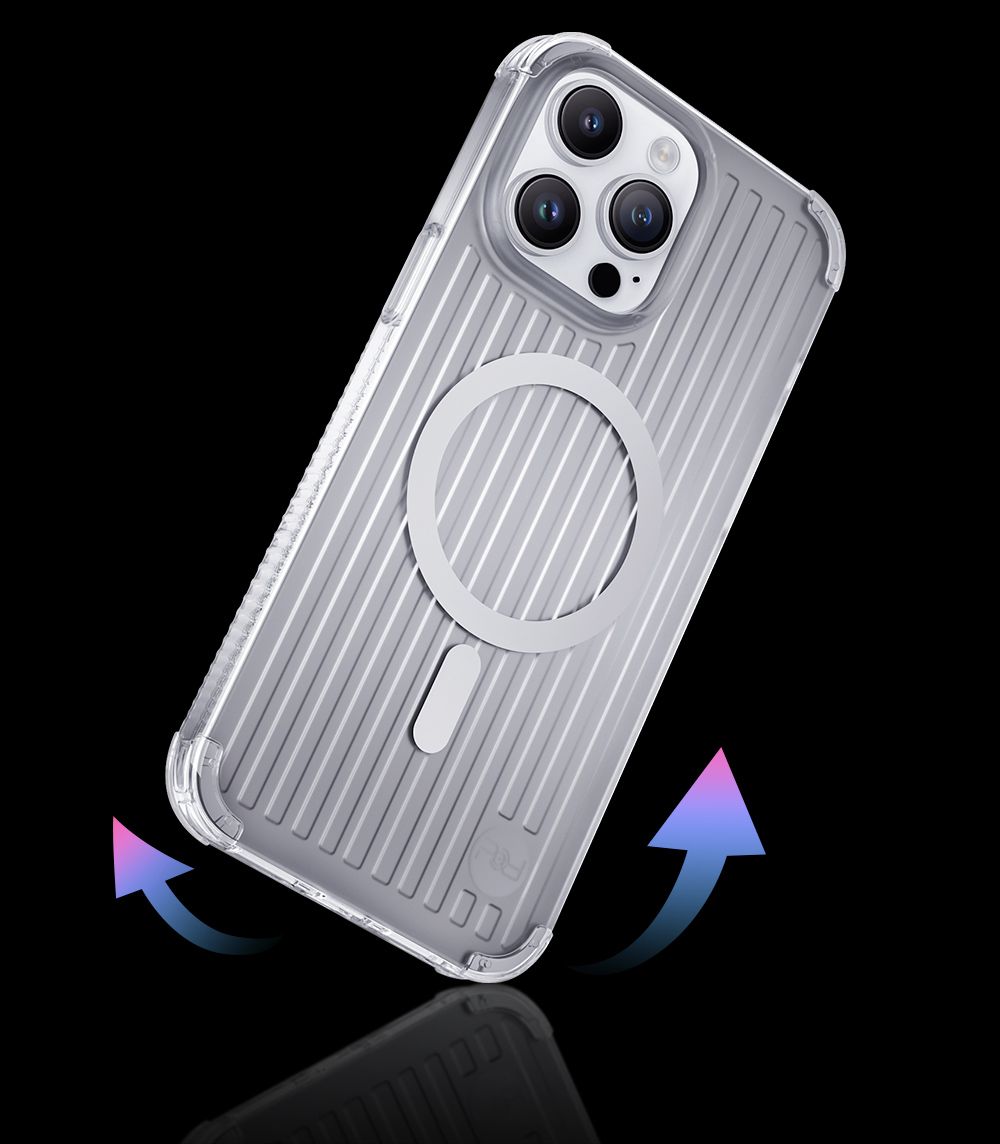 magnetyczne etui iphone 14 plus magsafe pqy go out series srebrne