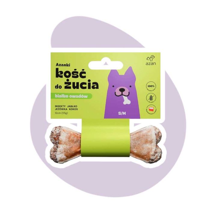 AZANKI Kość z insektami, jabłkiem, jeżówką i kokosem S/M 12cm