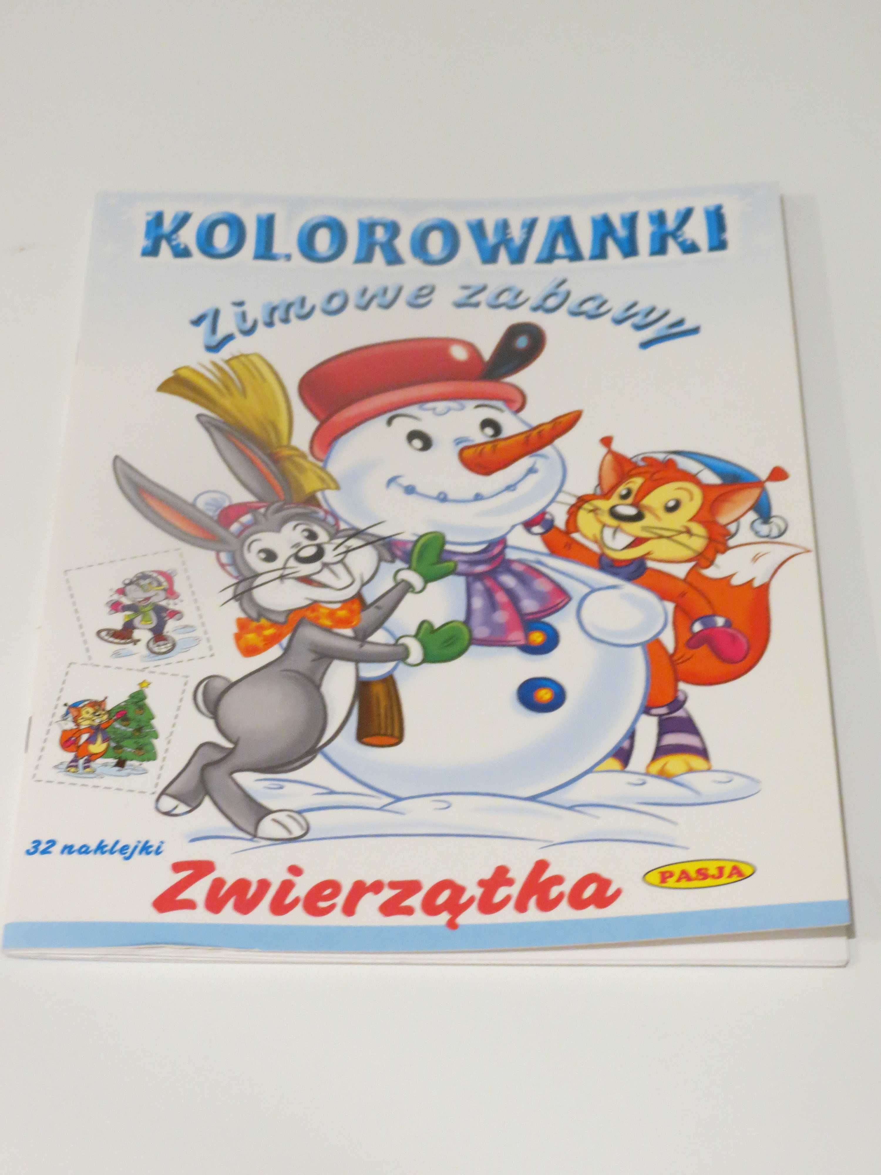 Kolorowanka dla dzieci zimowe zabawy - Zwierzątka