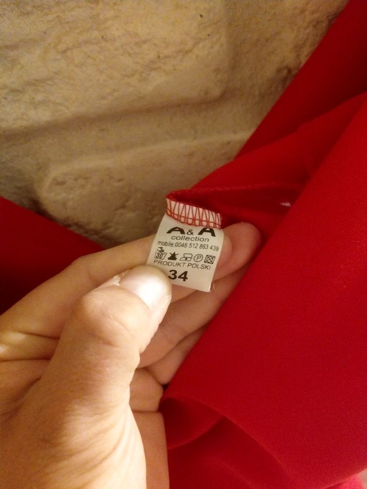 Suknia wiczorowa, czerwona, na weseler. 34 xs/s