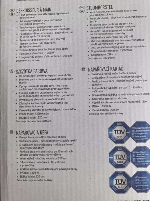 Żelazko parowe /Szczotka parowa