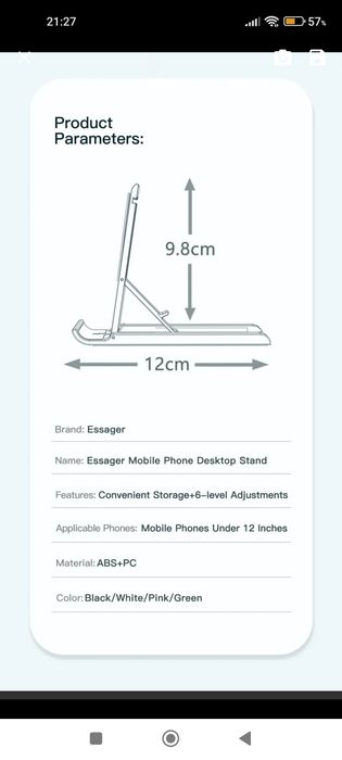 Stojak na smartfona składany czarny Essager