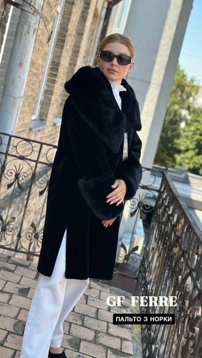 Оригінал! Норкова шуба пальто GF Ferre велюрова норка 95 см р.44-46-48