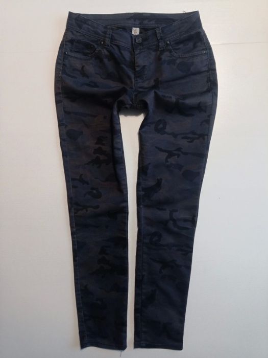 BEZ WAD Spodnie wzór moro ciemnoszare Denim &Co S/36 #242