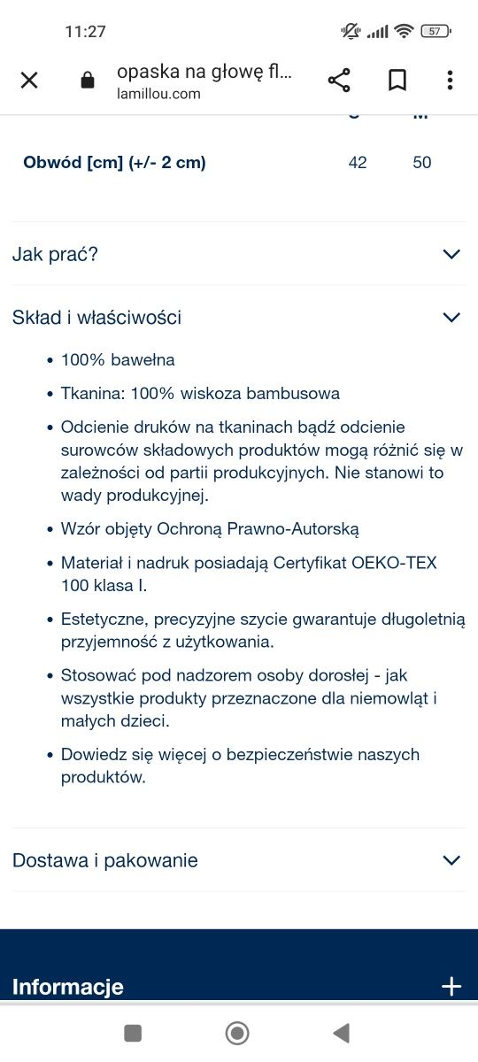 Opaska na głowę bambusowa La Millou