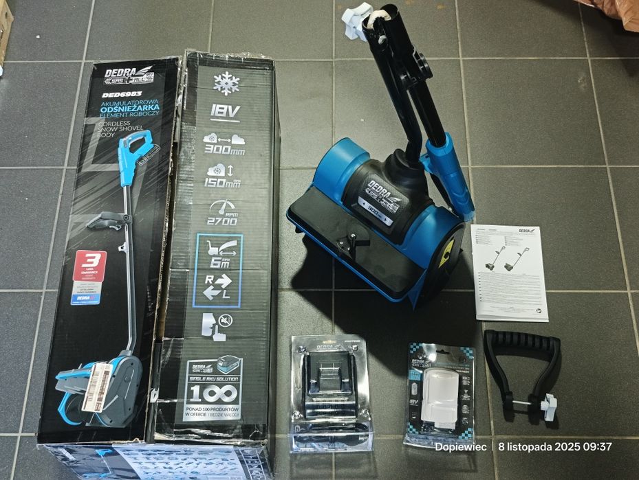 NOWA Odśnieżarka Dedra DED6983 + Aku 4.0 Ah + Ładowarka