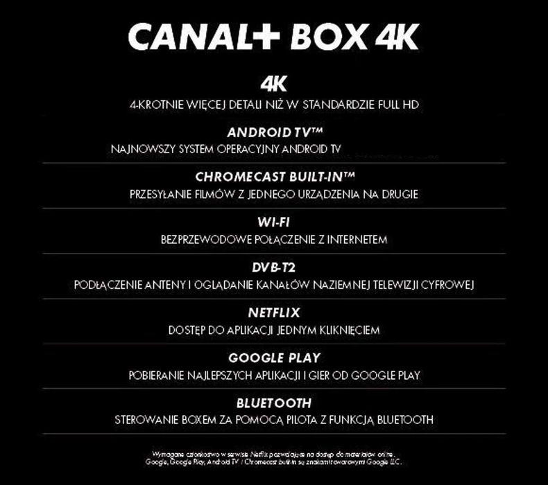 Okazja!! NOWY Canal+ Box 4K model HY4001 DVB-T2 H.265HEVC AndroidTV 4K