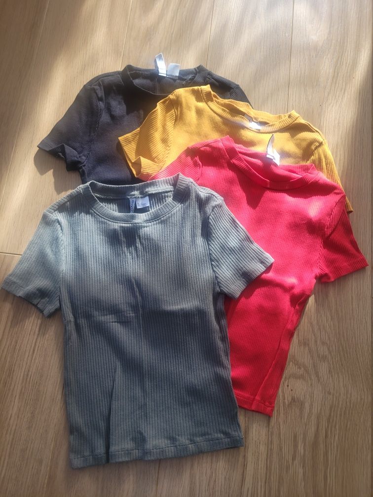 4 bluzeczki z krótkim rękawem H&M r. XS stan BDB