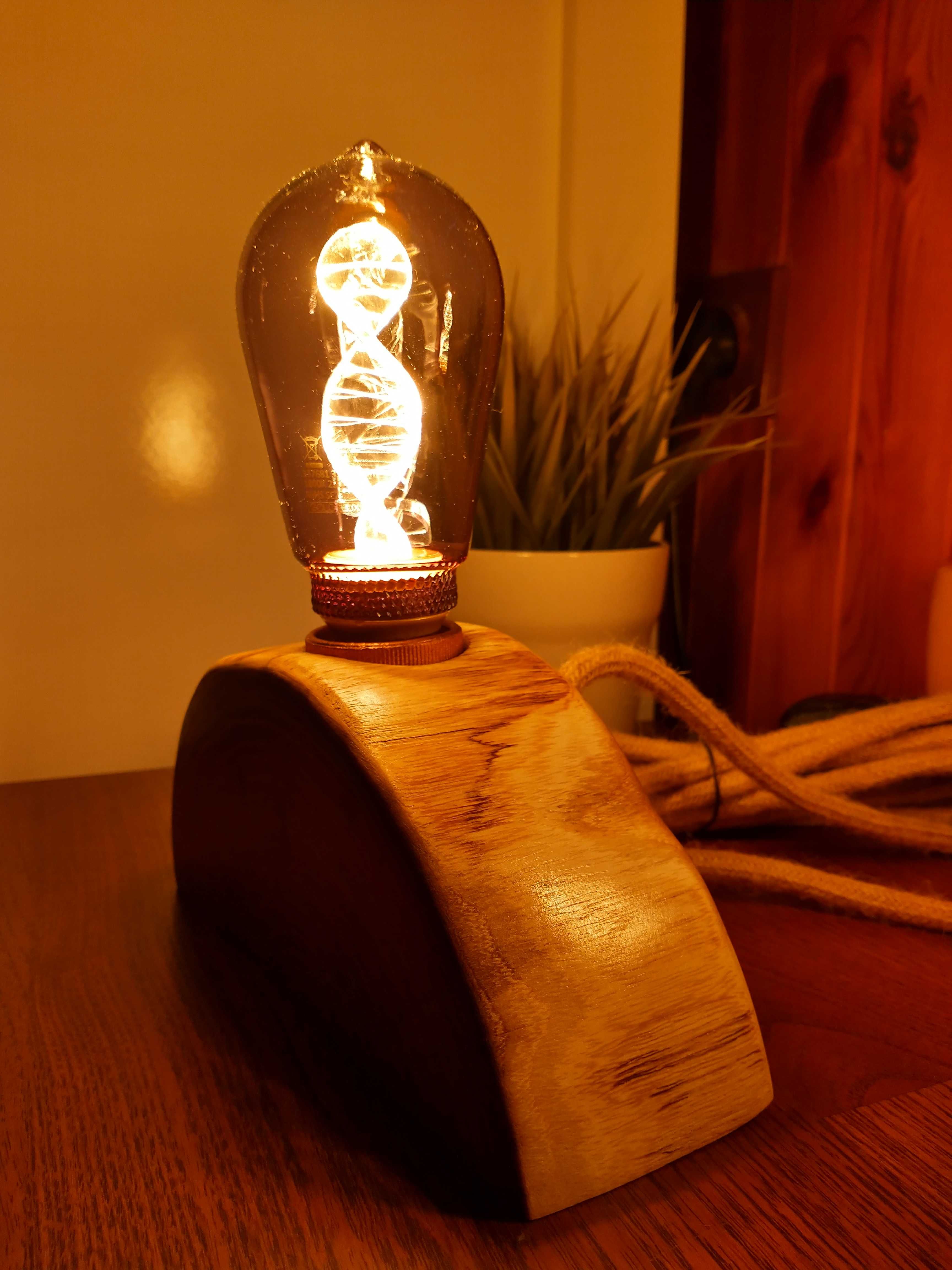 Lampka Nocna Vintage Loft z Drewna Akacjowego