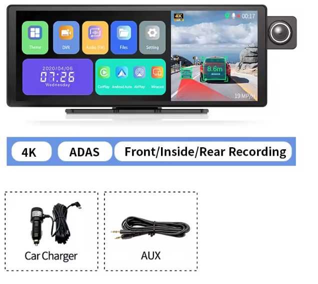 Відеореєстратор екран Imagebon H50 11.3" ADAS CarPlay і Android Auto