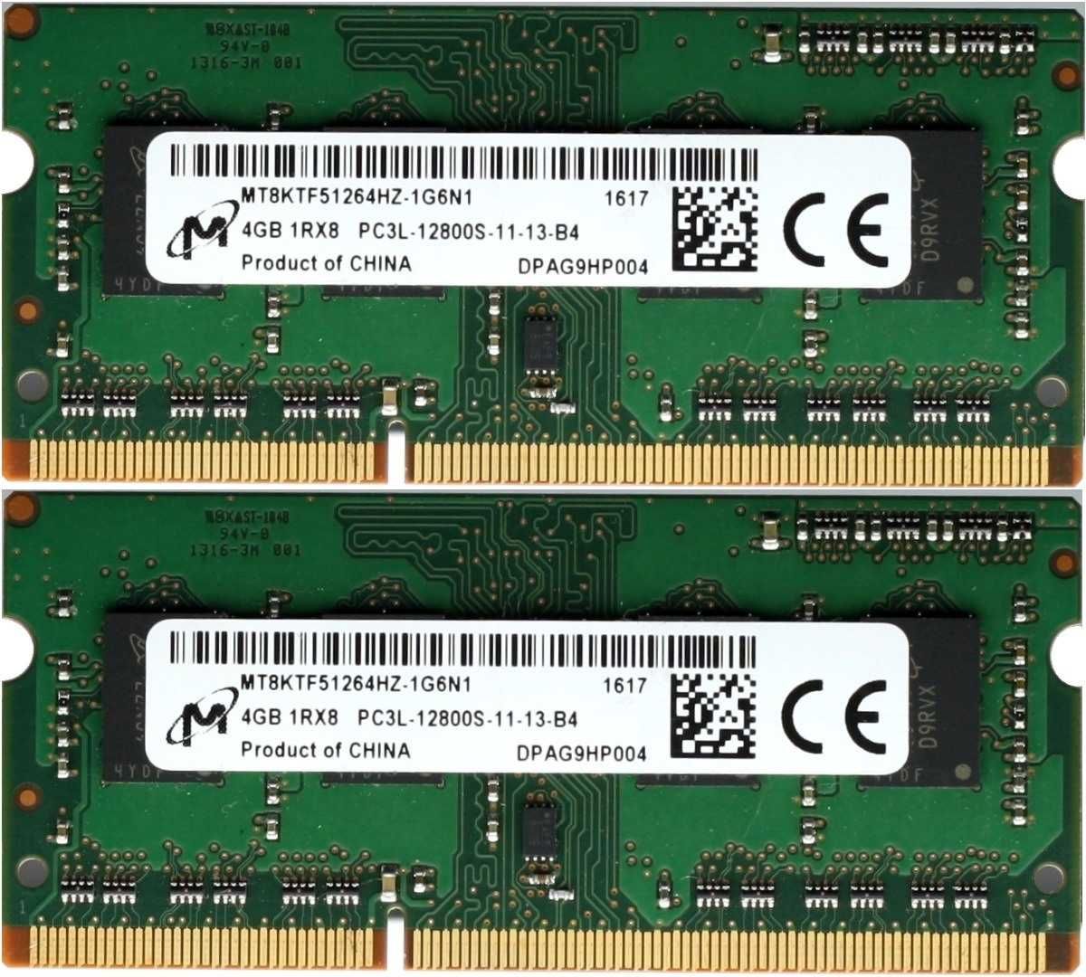 8GB (2x4GB) SO-DIMM DDR3L 1600MHz Samsung/Crucial/Hynix/Elpida/Micron