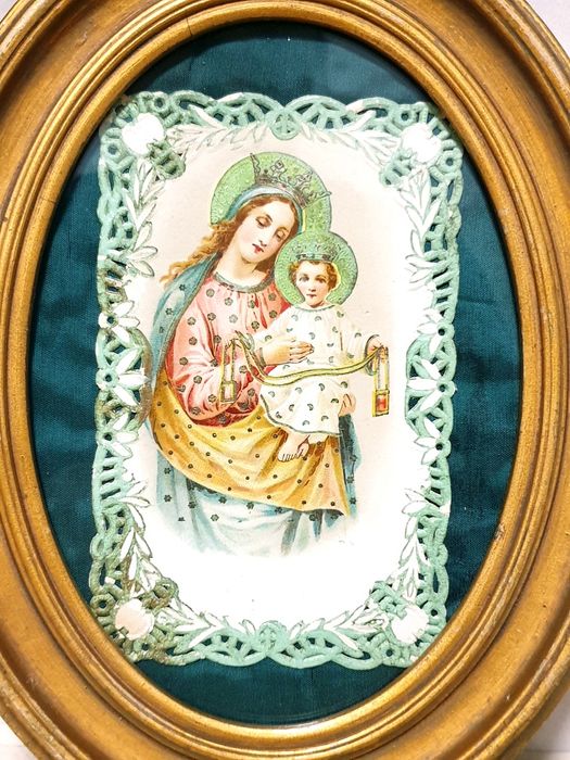 Lindo antigo registo da Nossa Senhora do Carmo com o Menino